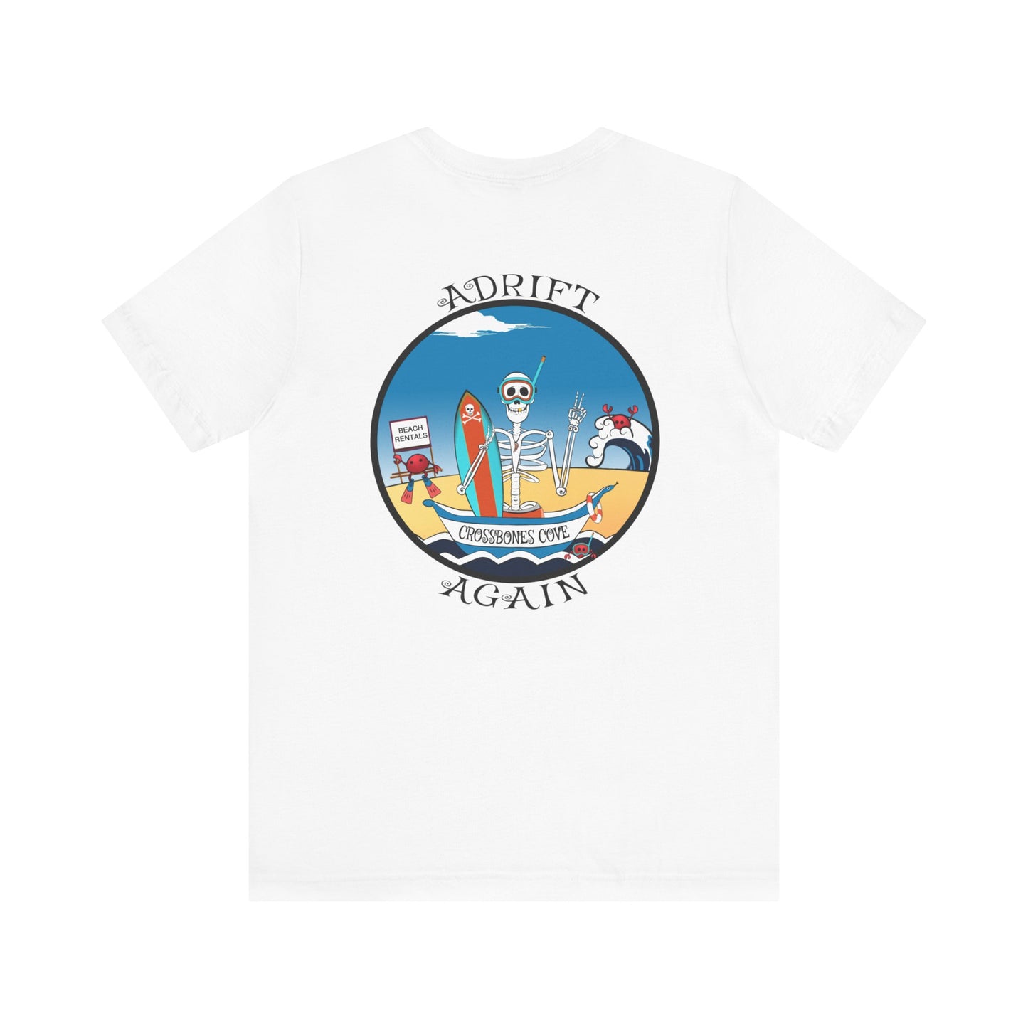 Crossbones Cove,  Unisex Jersey Short Sleeve Tee  (White & Black)