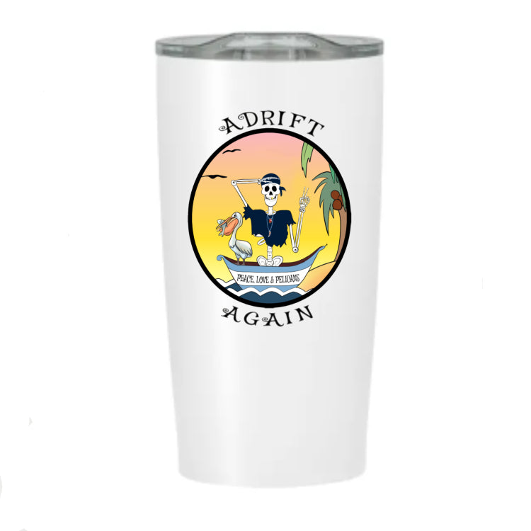 Peace, Love & Pelicans, Stainless Steel Tumbler, White