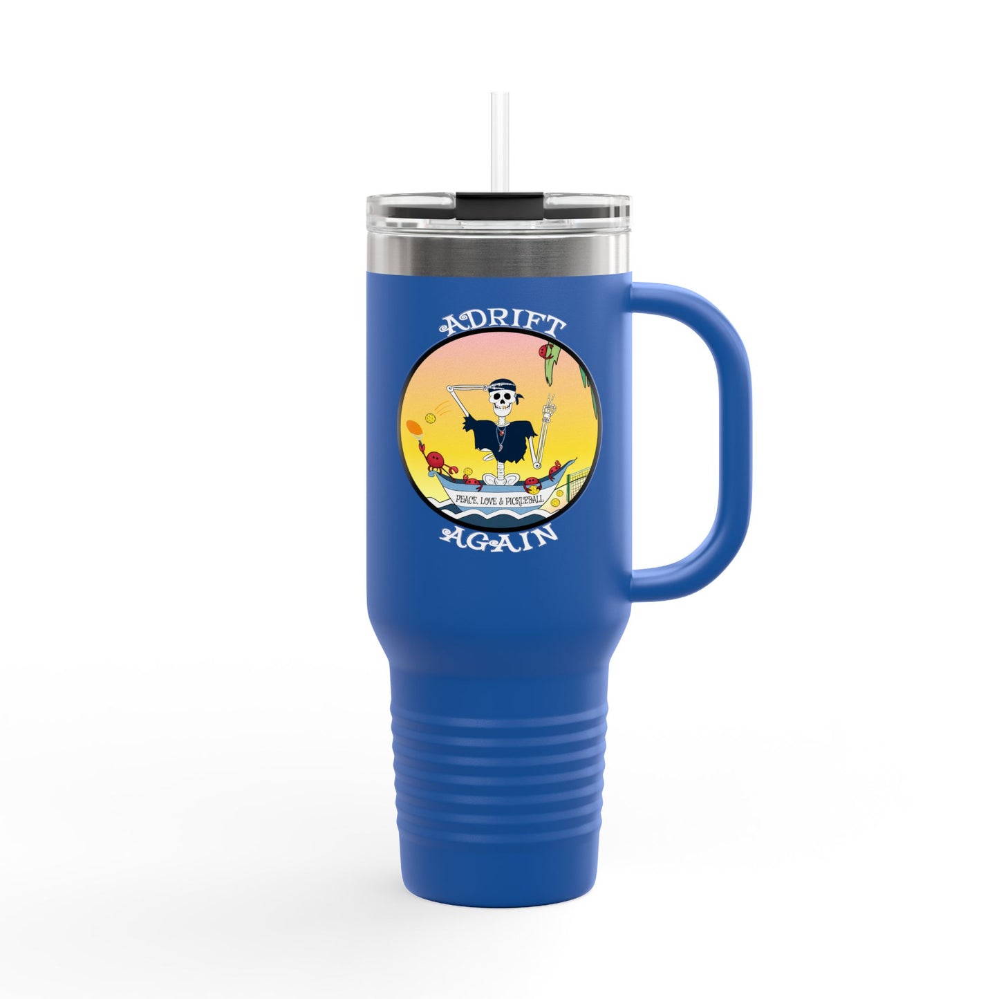 Peace, Love & Pickleball Insulated Travel Mug, 40oz, Blue, White, or Black