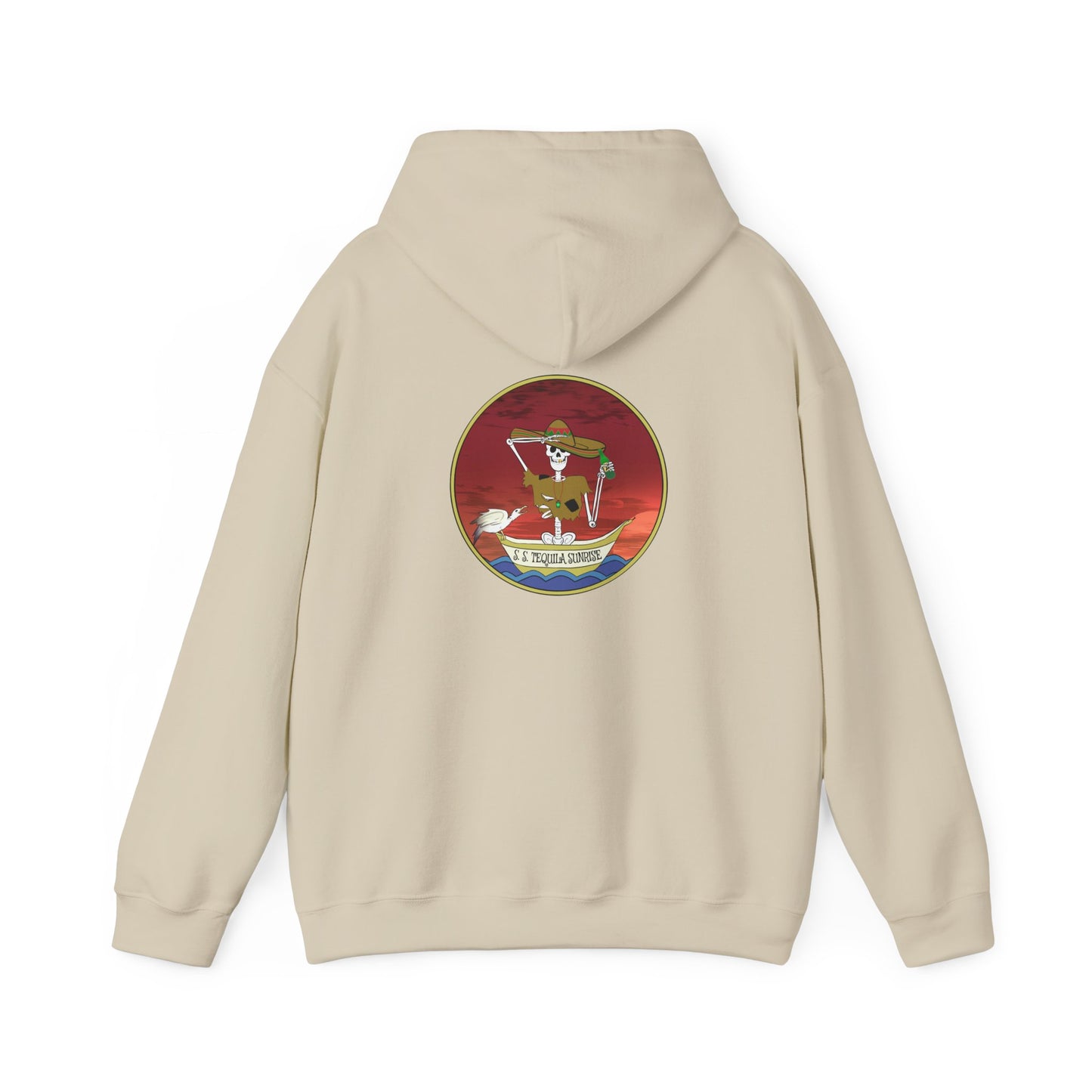 S. S. Tequila Sunrise, The Classic All Day Hooded Sweatshirt, Dark Chocolate, White, and Sand