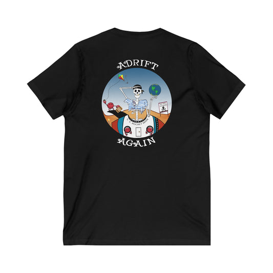 S. S. Rocket Man Unisex Jersey Short Sleeve V-Neck Tee (Black & White)