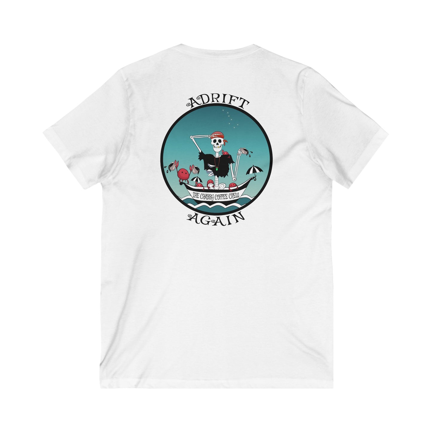 The Crabby Coffee Crew Unisex Jersey Short Sleeve V-Neck Tee (Black & White)