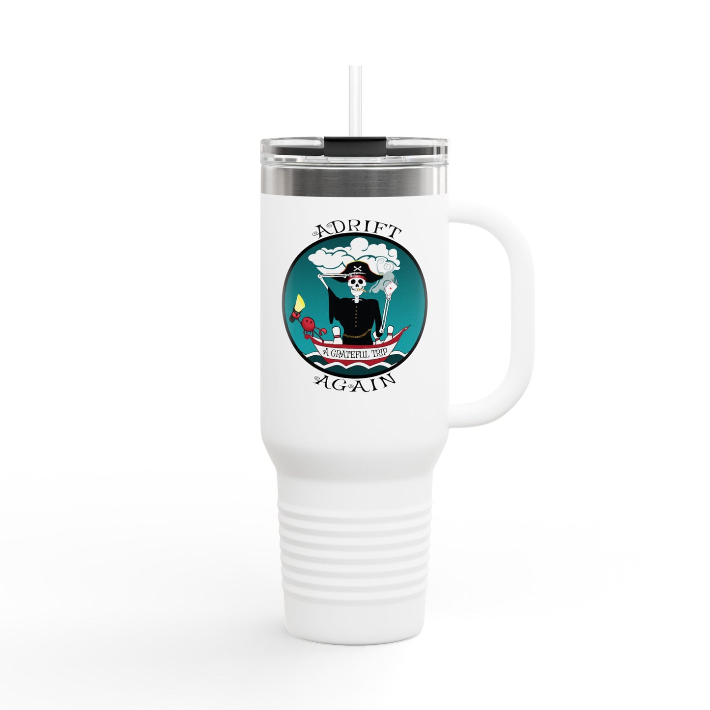 A Grateful Trip Insulated Travel Mug, 40oz, Black, White or Teal