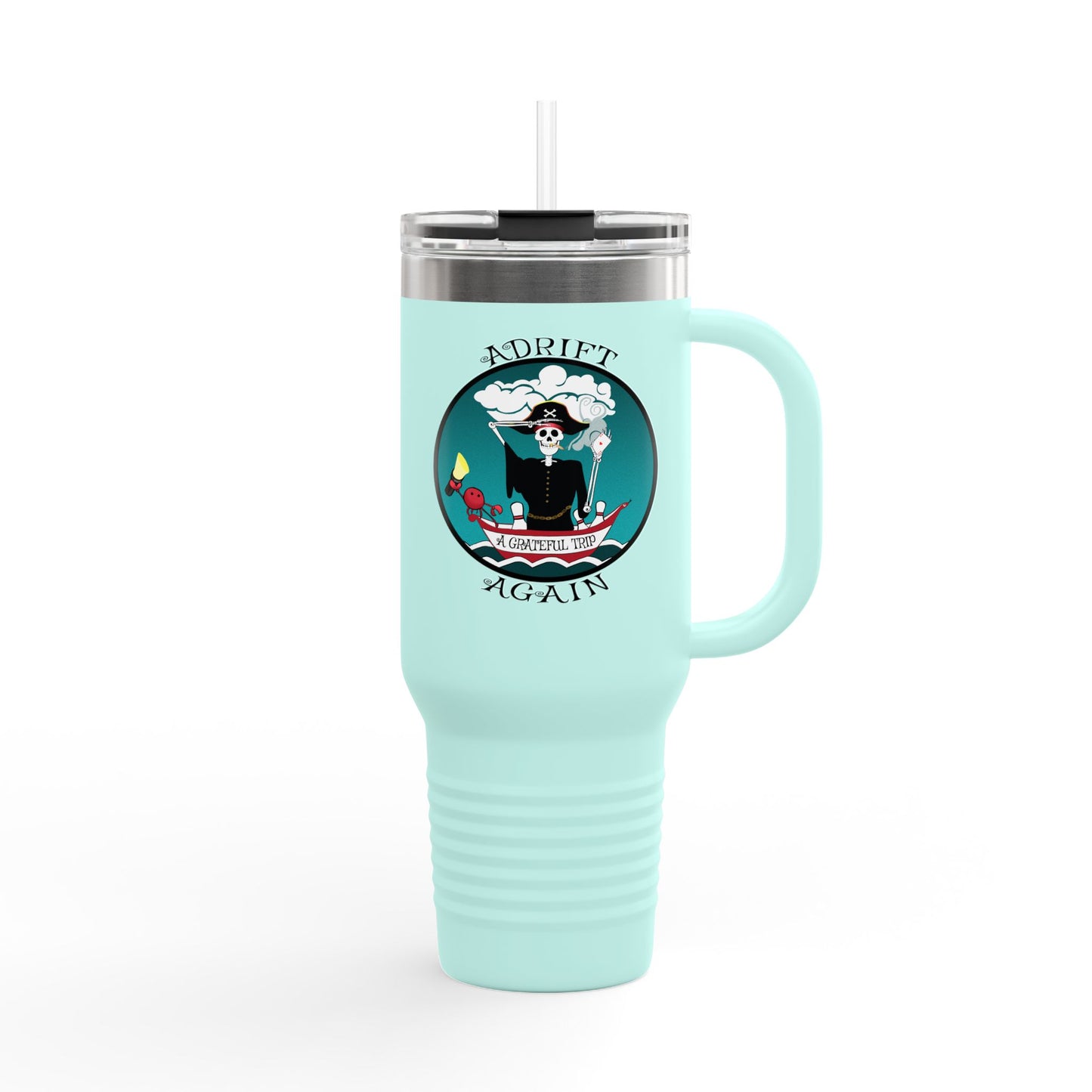 A Grateful Trip Insulated Travel Mug, 40oz, Black, White or Teal