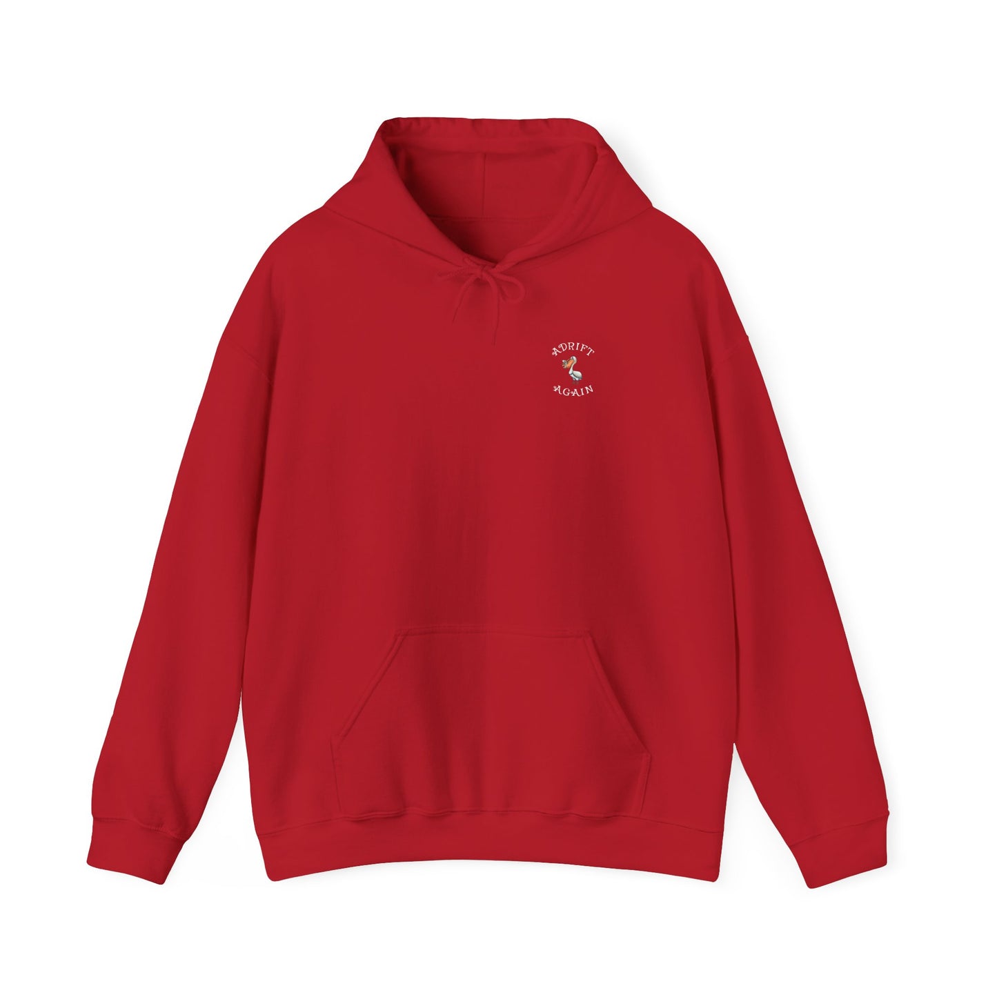 A Long Cool Woman, The Classic All Day Hooded Sweatshirt, Safety Pink, Safety Orange, Antique Sapphire, Cherry Red,  and Black