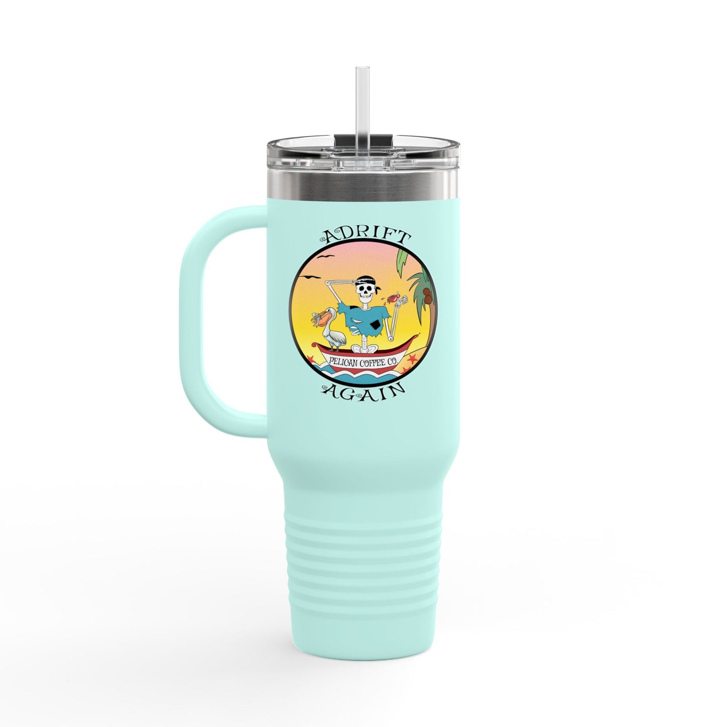 Pelican Coffee Co. Insulated Travel Mug, 40oz, White, Black or Teal