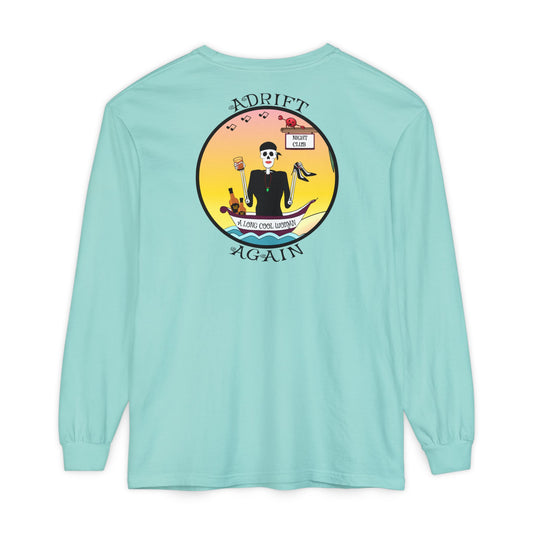 A Long Cool Woman Unisex Garment-dyed Long Sleeve T-Shirt, Mint, Black & Melon