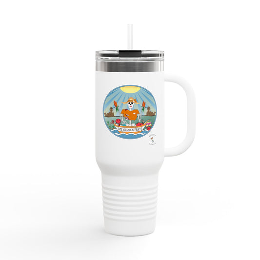 The Garden Party Insulated Travel Mug, 40oz, In White