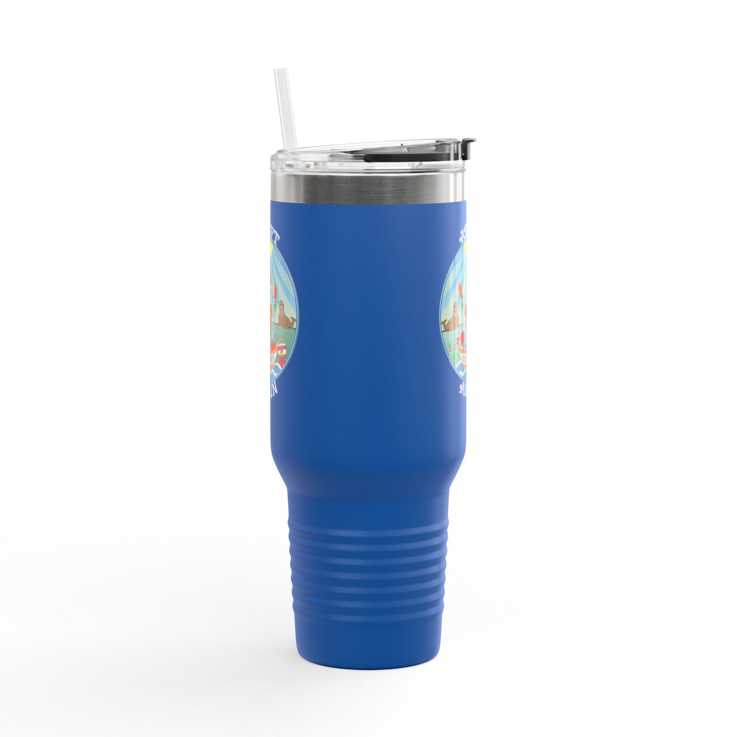 The Garden Party Insulated Travel Mug, 40oz, White or Blue