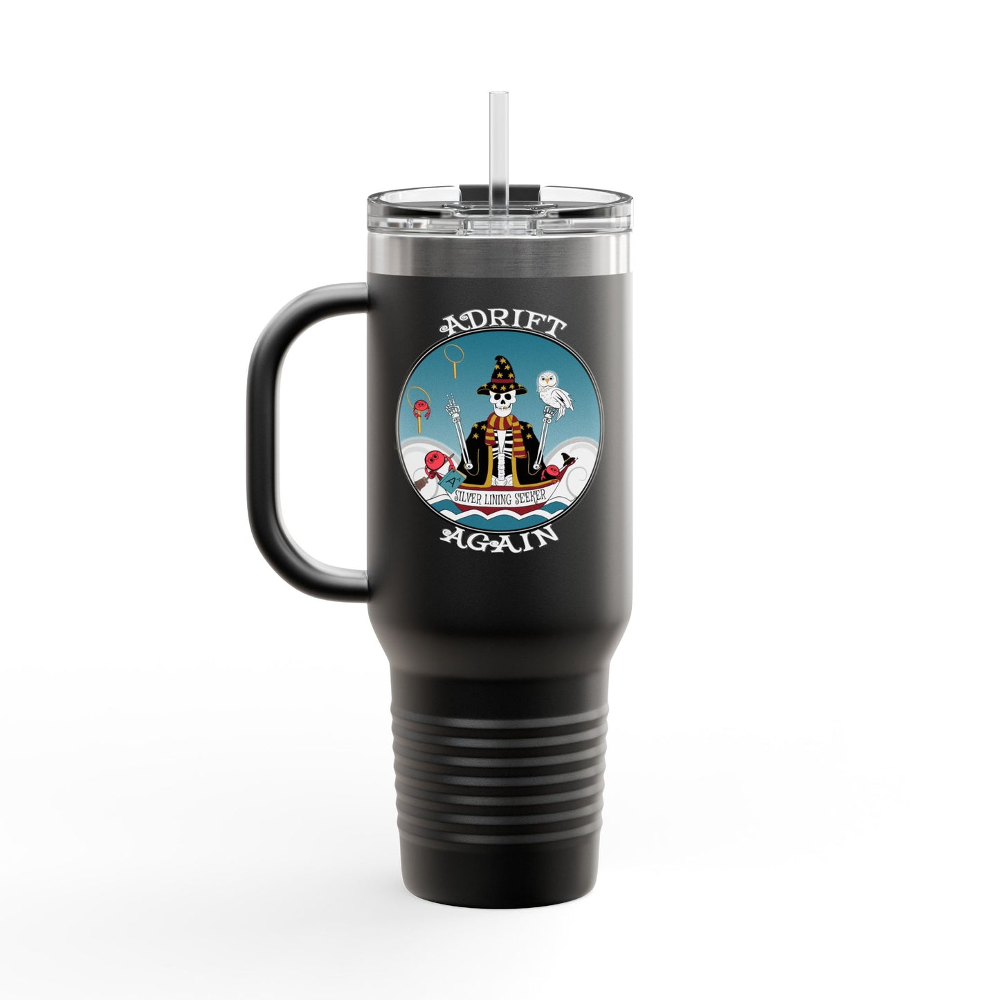 Silver Lining Seeker Insulated Travel Mug, 40oz, White or Black