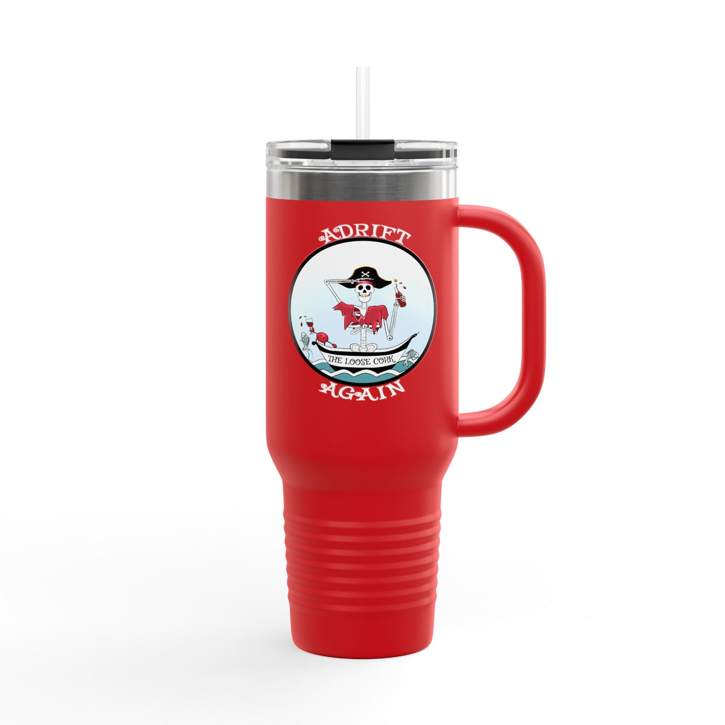 The Loose Cork Insulated Travel Mug, 40oz, Black or Red