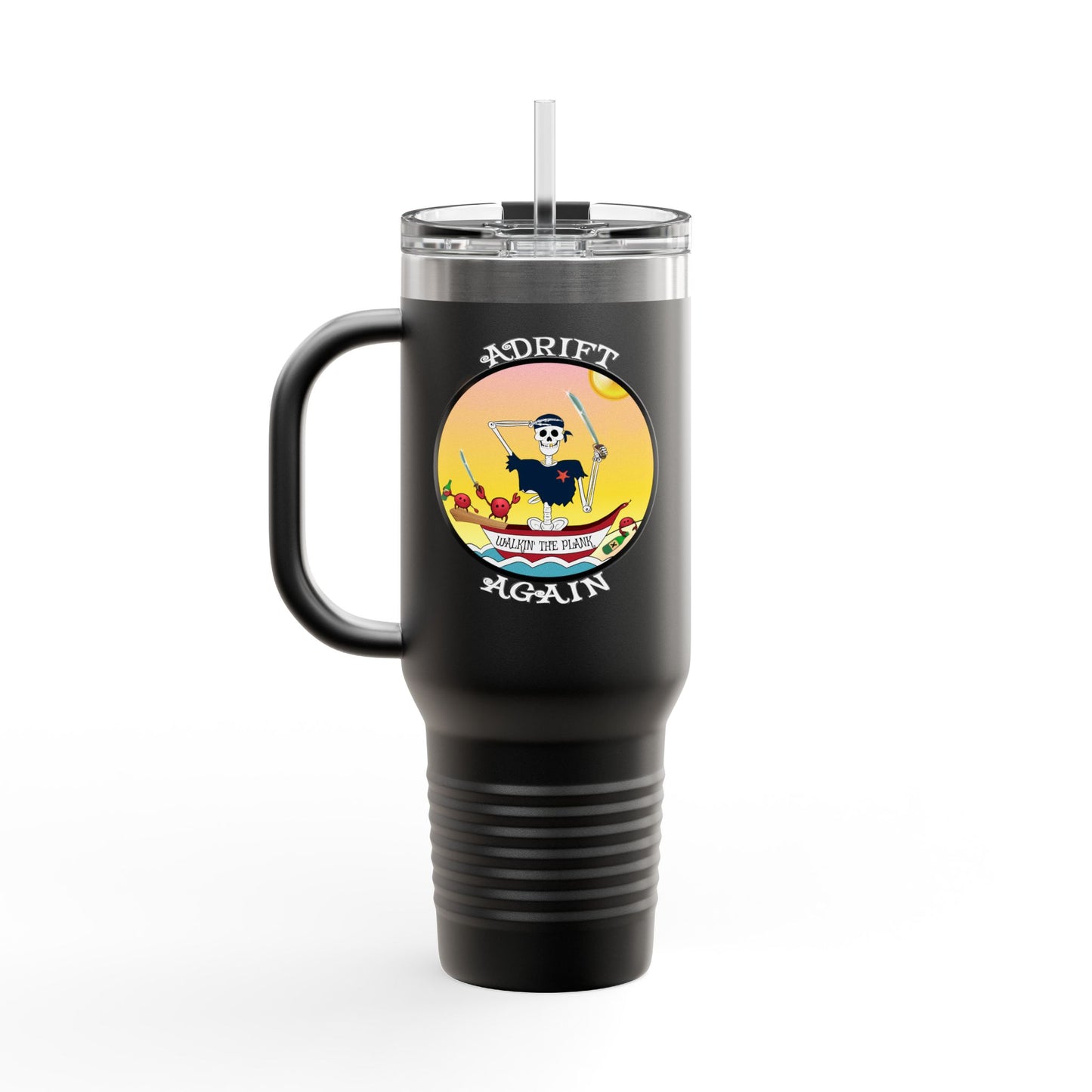 Walkin' The Plank Insulated Travel Mug, 40oz, Black or Red