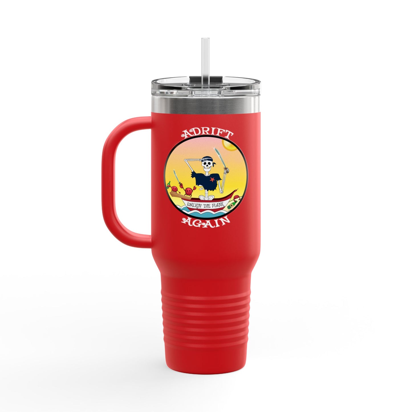 Walkin' The Plank Insulated Travel Mug, 40oz, Black or Red