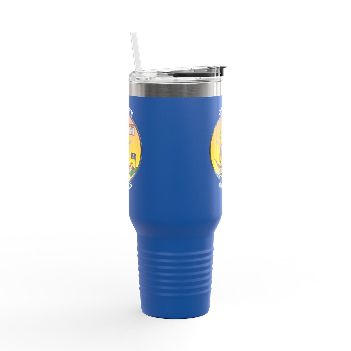 The S. S. Sand Trap Insulated Travel Mug, 40oz, Blue, Red, Black or White