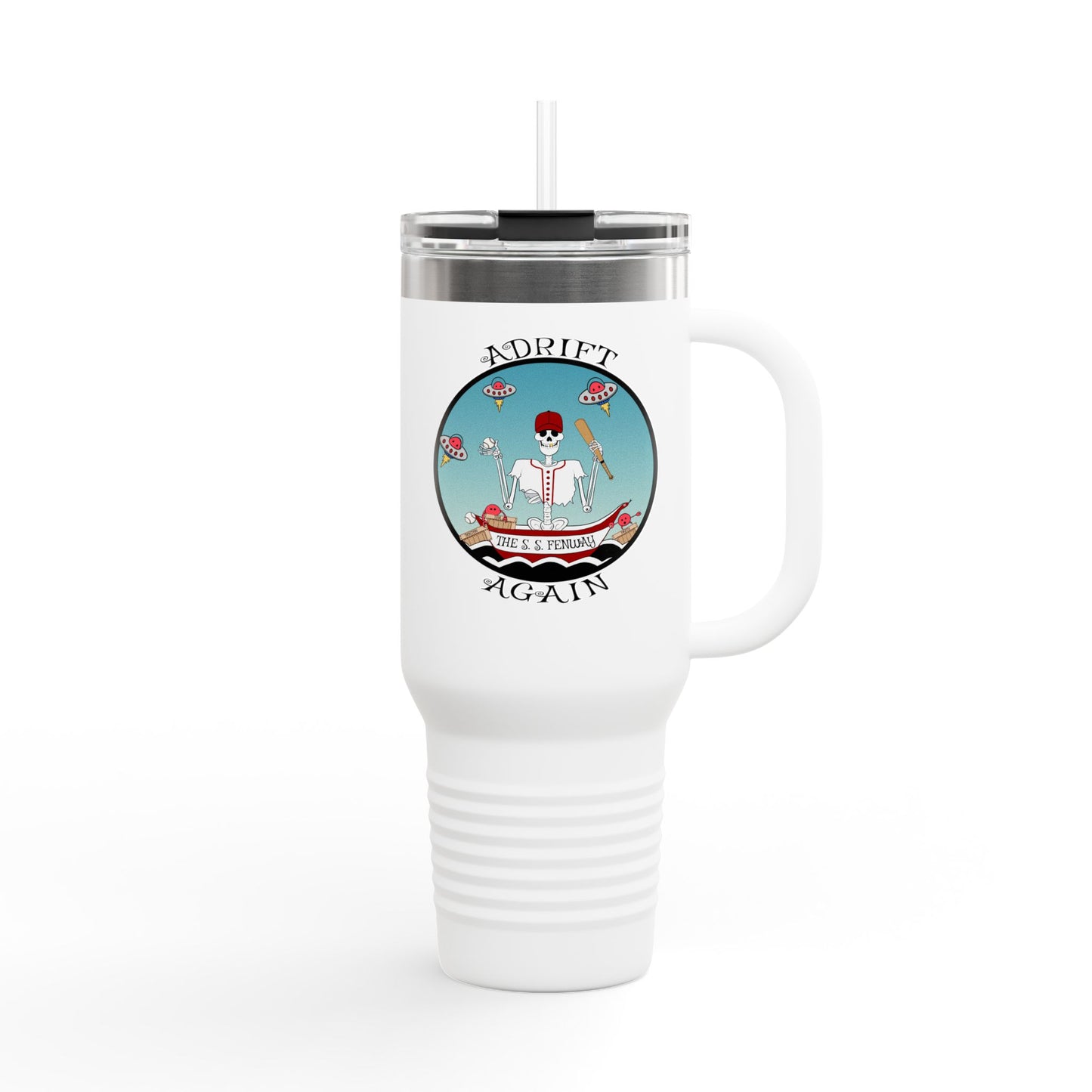 The S. S. Fenway Insulated Travel Mug, 40oz, Red, White or Black