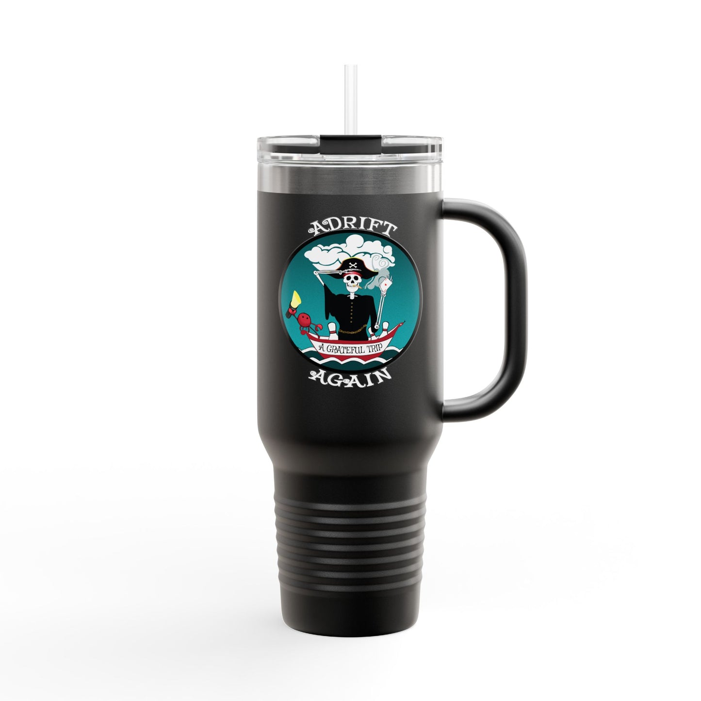 A Grateful Trip Insulated Travel Mug, 40oz, Black, White or Teal