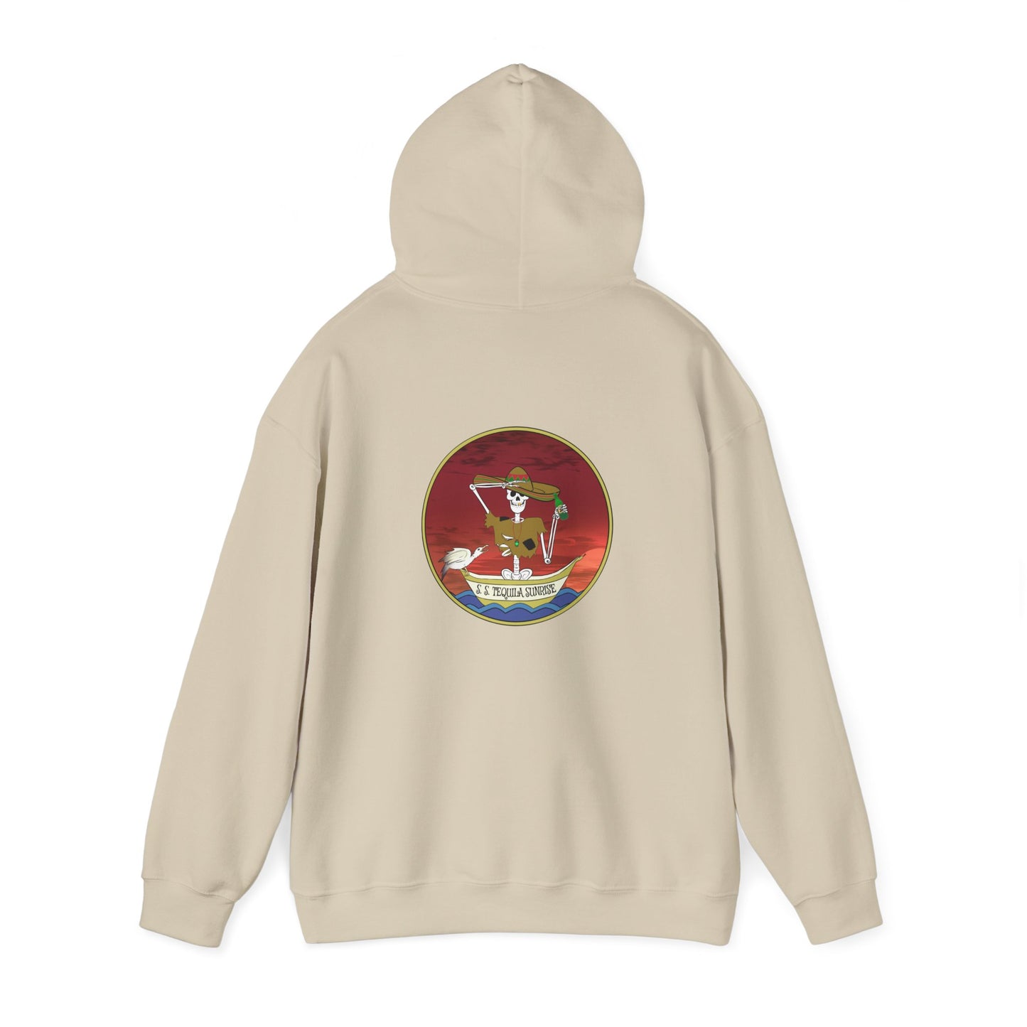 S. S. Tequila Sunrise, The Classic All Day Hooded Sweatshirt, Dark Chocolate, White, and Sand