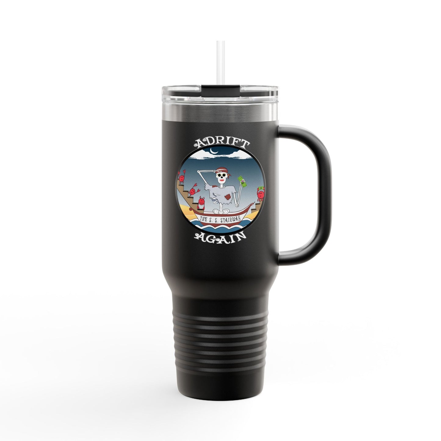 The S. S. Stairway Insulated Travel Mug, 40oz, Gray or Black