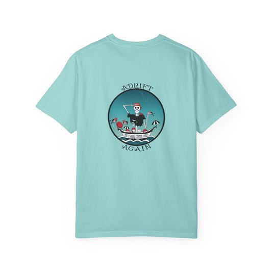 The Crabby Coffee Crew, Unisex Garment-Dyed, Short Sleeve T-shirt, In White, Black, Red & Mint