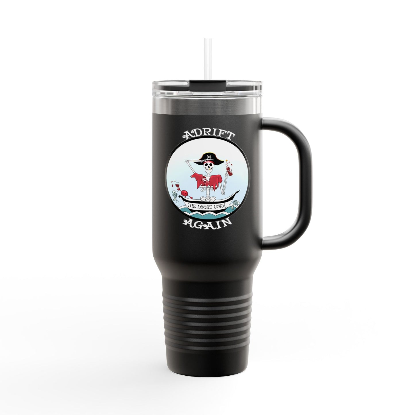 The Loose Cork Insulated Travel Mug, 40oz, Black or Red