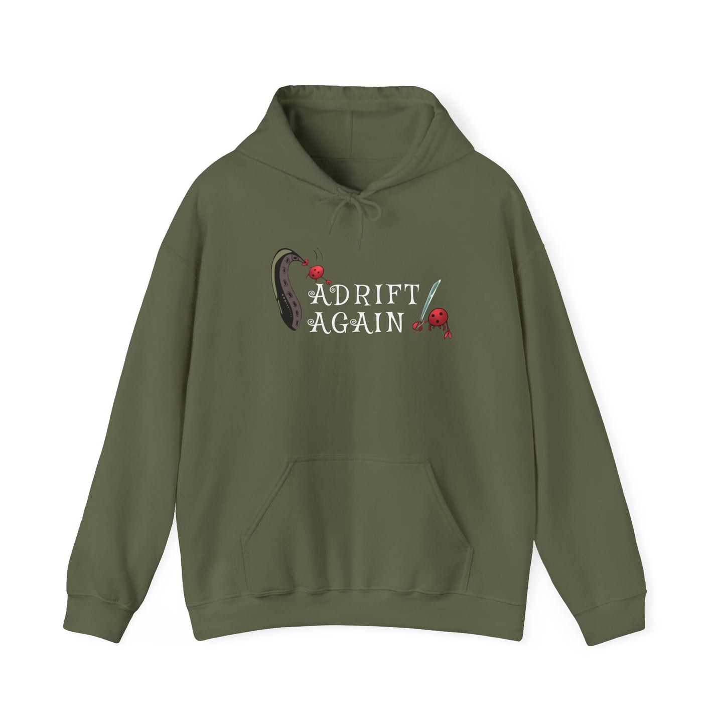 The Calamari Current,  All Day Hooded Sweatshirt, in Military Green & Sand