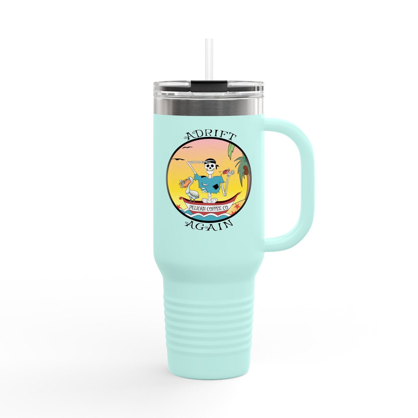 Pelican Coffee Co. Insulated Travel Mug, 40oz, White, Black or Teal