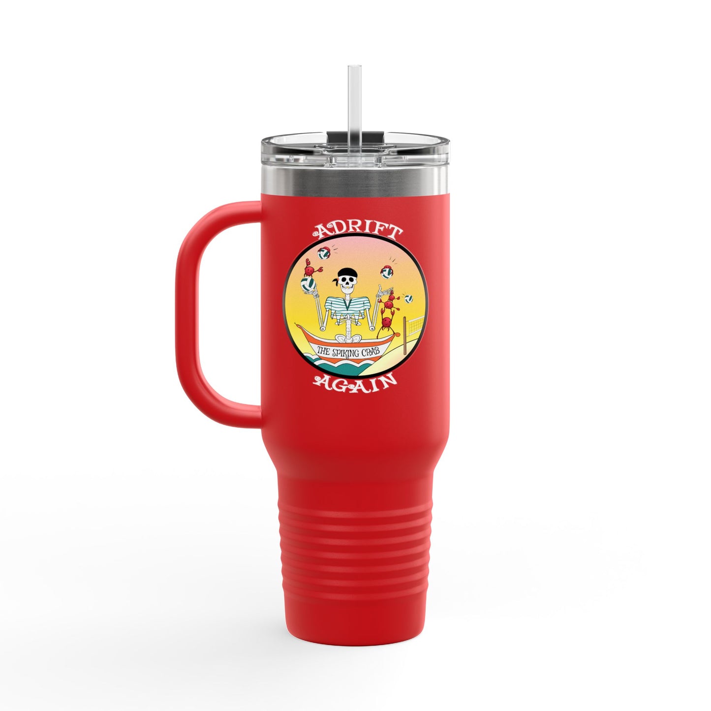 The Spiking Crab Insulated Travel Mug, 40oz, Red, White or Teal