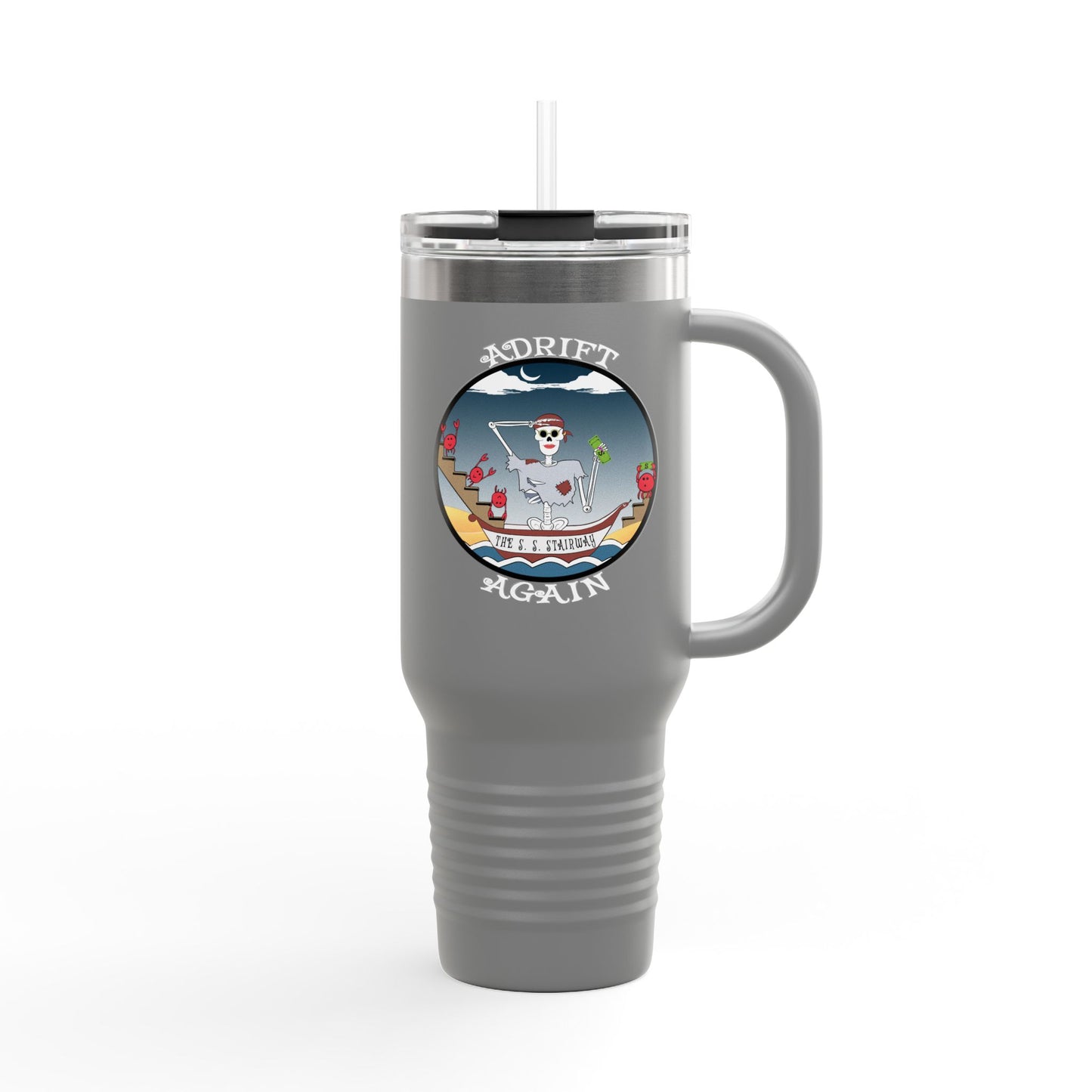 The S. S. Stairway Insulated Travel Mug, 40oz, Gray or Black