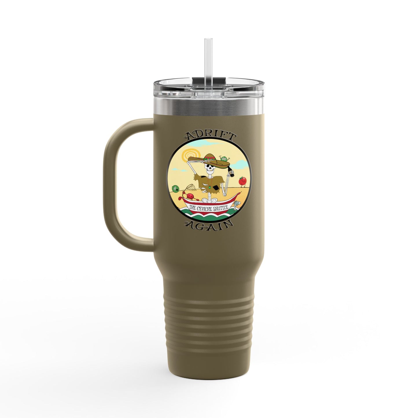 The Ceviche Shuttle Insulated Travel Mug, 40oz, Black, Red or Olive Green