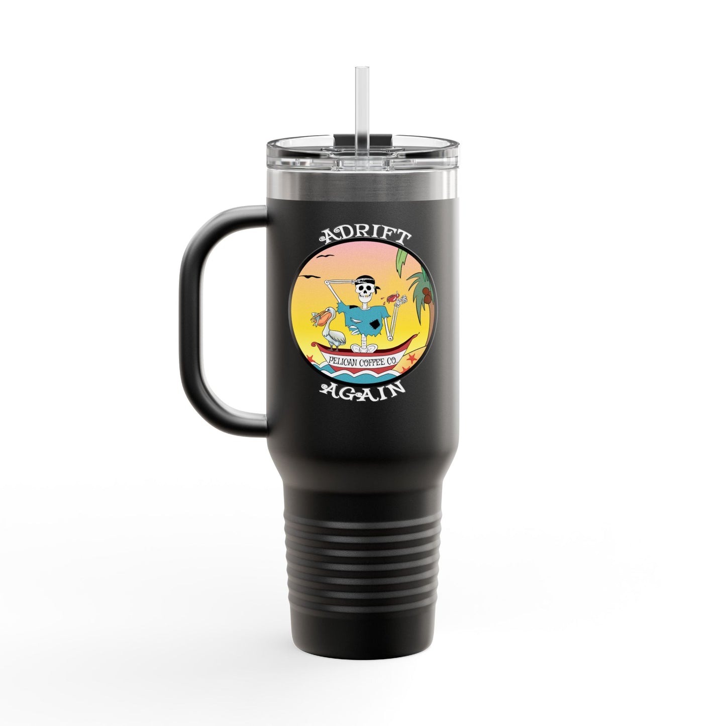 Pelican Coffee Co. Insulated Travel Mug, 40oz, White, Black or Teal