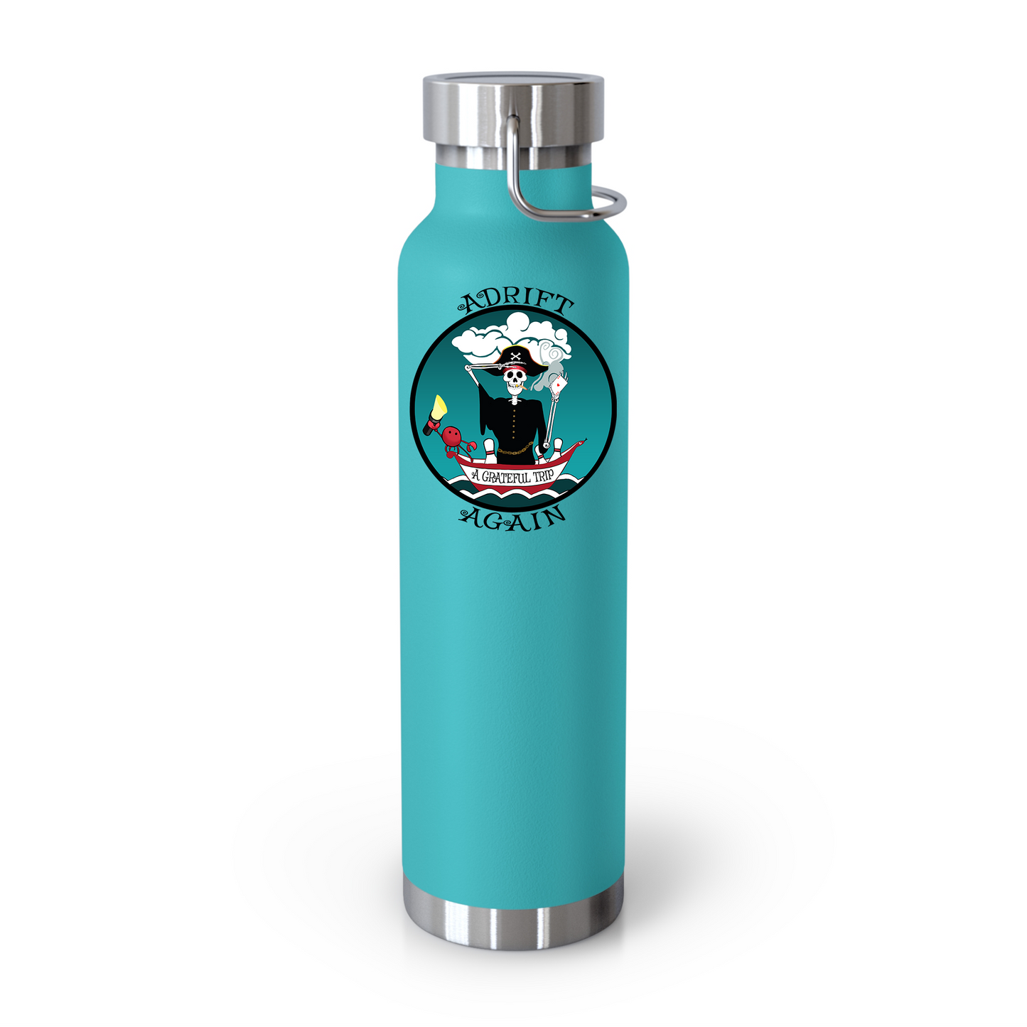 A Grateful Trip 22 oz Water Bottle, Dual Wall, Stainless Steel, In Mint, Red, Black or White