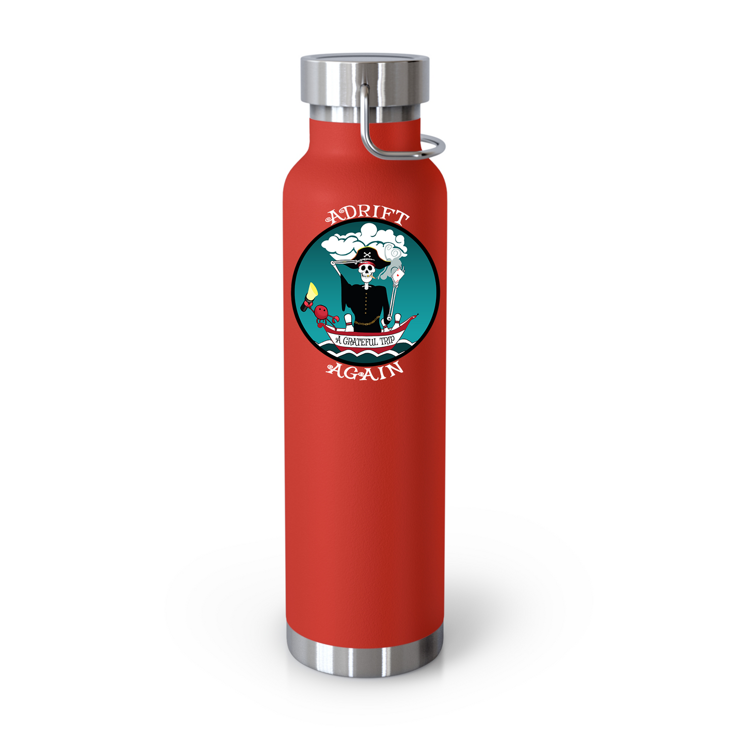 A Grateful Trip 22 oz Water Bottle, Dual Wall, Stainless Steel, In Mint, Red, Black or White