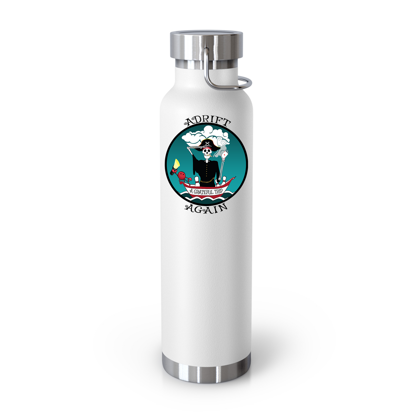 A Grateful Trip 22 oz Water Bottle, Dual Wall, Stainless Steel, In Mint, Red, Black or White