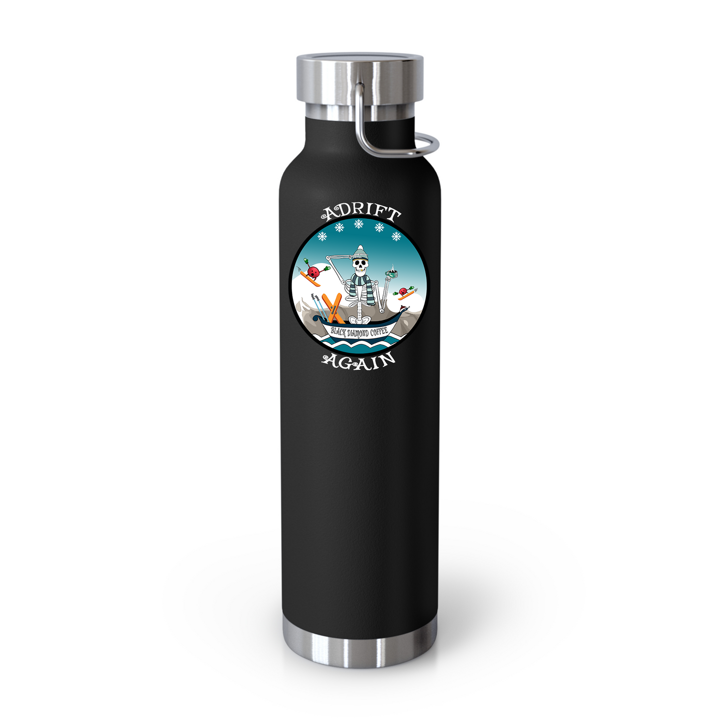 Black Diamond Coffee 22 oz Water Bottle, Dual Wall, Stainless Steel, In Stainless, Mint, Orange, Gray, Black or White