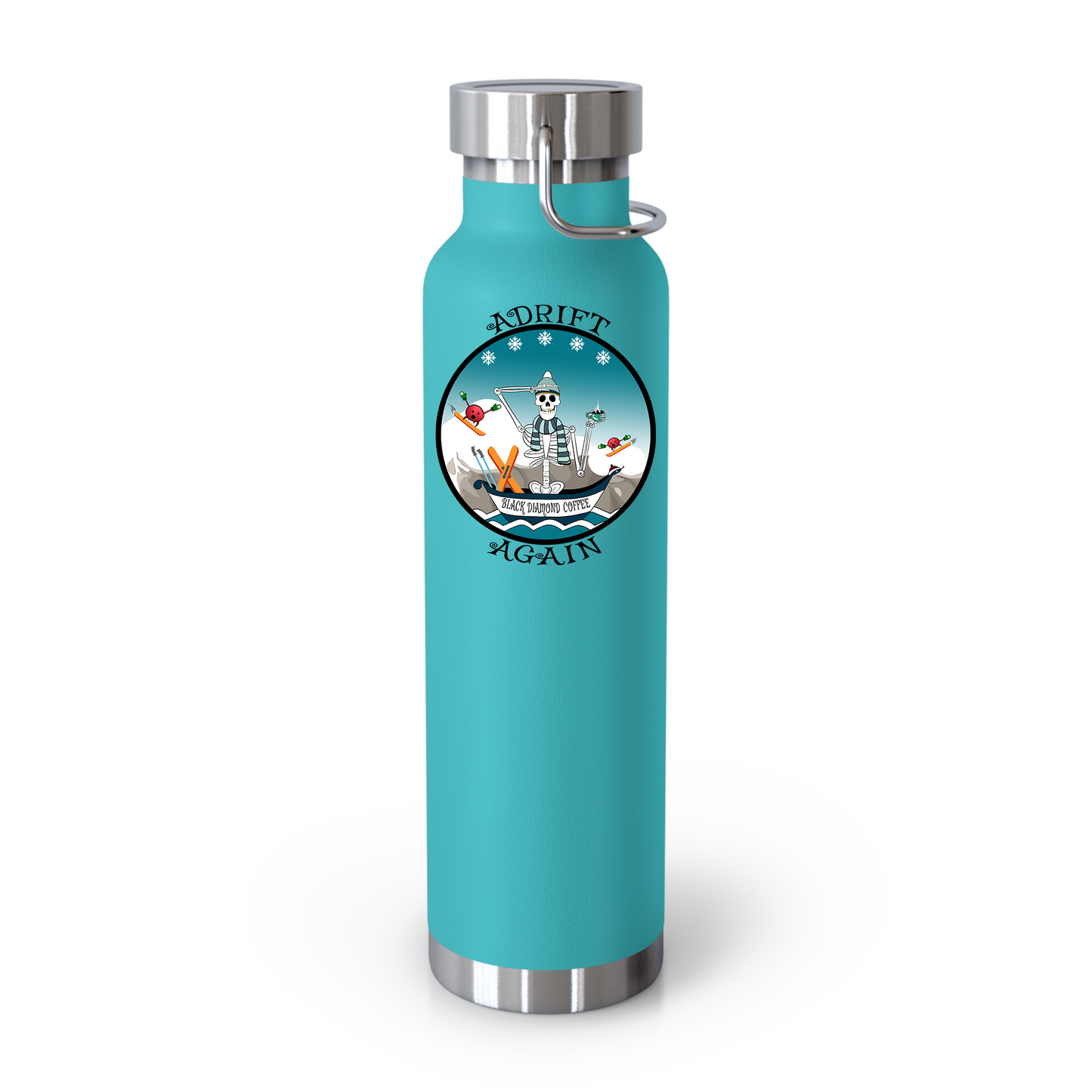 Black Diamond Coffee 22 oz Water Bottle, Dual Wall, Stainless Steel, In Stainless, Mint, Orange, Gray, Black or White