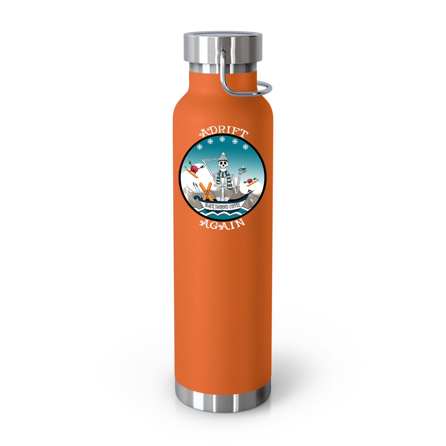 Black Diamond Coffee 22 oz Water Bottle, Dual Wall, Stainless Steel, In Stainless, Mint, Orange, Gray, Black or White