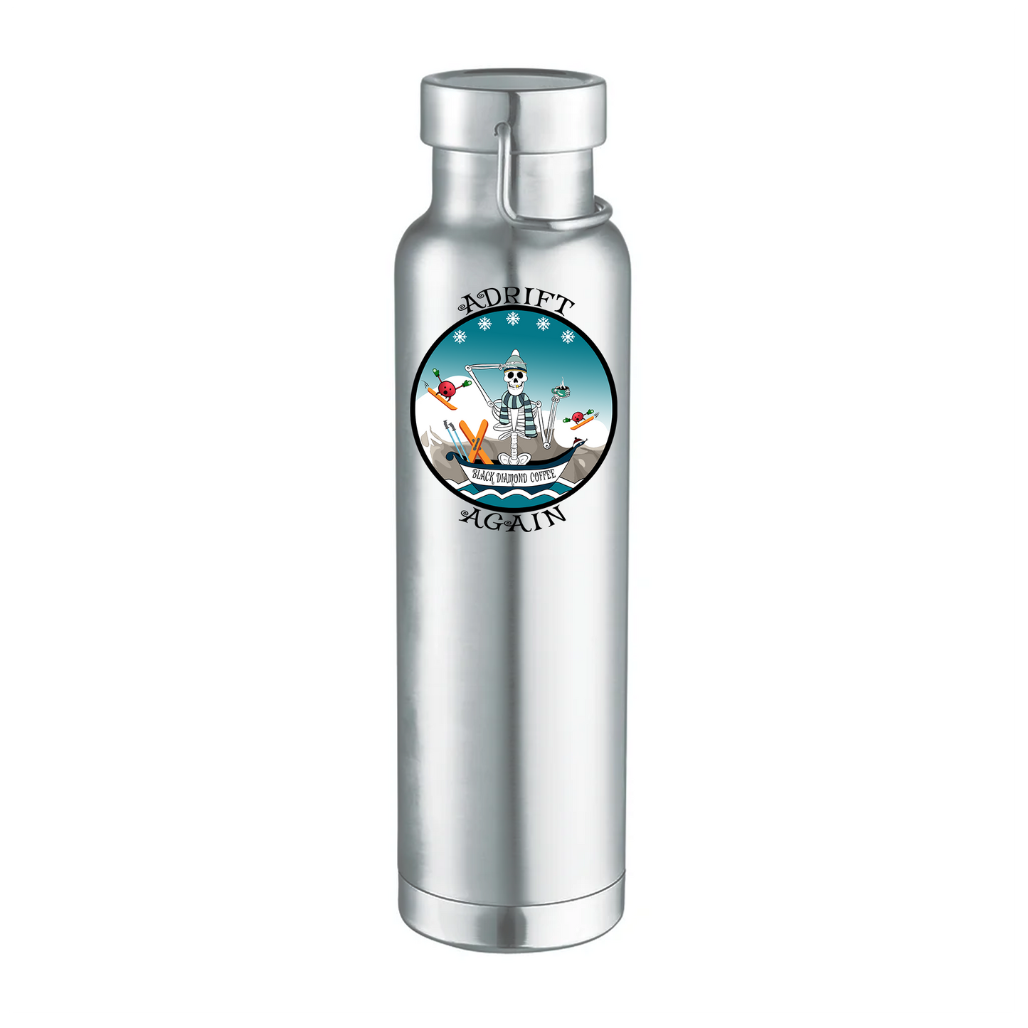 Black Diamond Coffee 22 oz Water Bottle, Dual Wall, Stainless Steel, In Stainless, Mint, Orange, Gray, Black or White