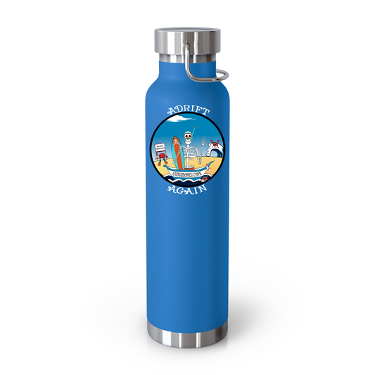 Crossbones Cove 22 oz Water Bottle, Dual Wall, Stainless Steel, In Light Blue, Orange, Black or White