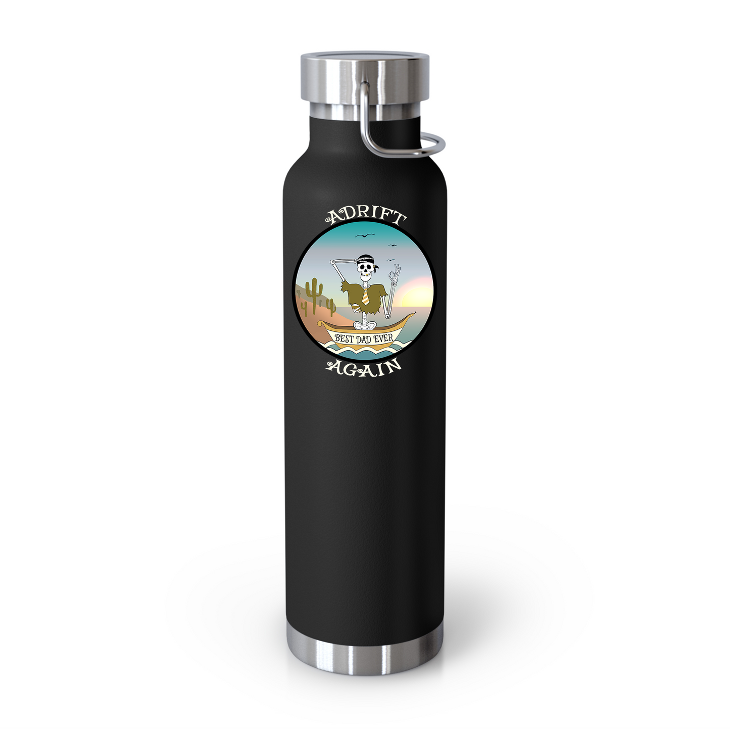 Best Dad Ever 22 oz Water Bottle, Dual Wall, Stainless Steel, In Grey or Black