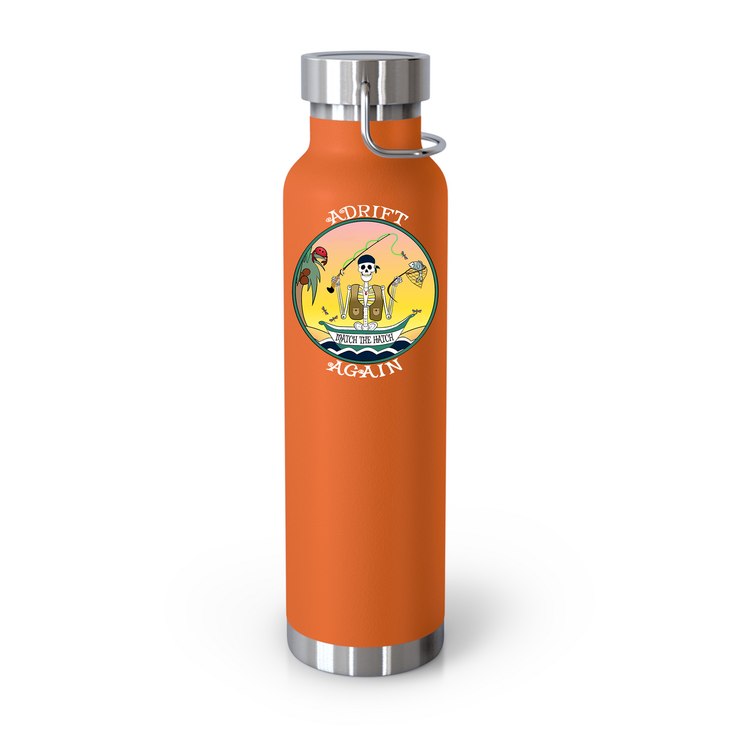 Match The Hatch 22 oz Water Bottle, Dual Wall, Stainless Steel, In Stainless, Orange, Grey or Black