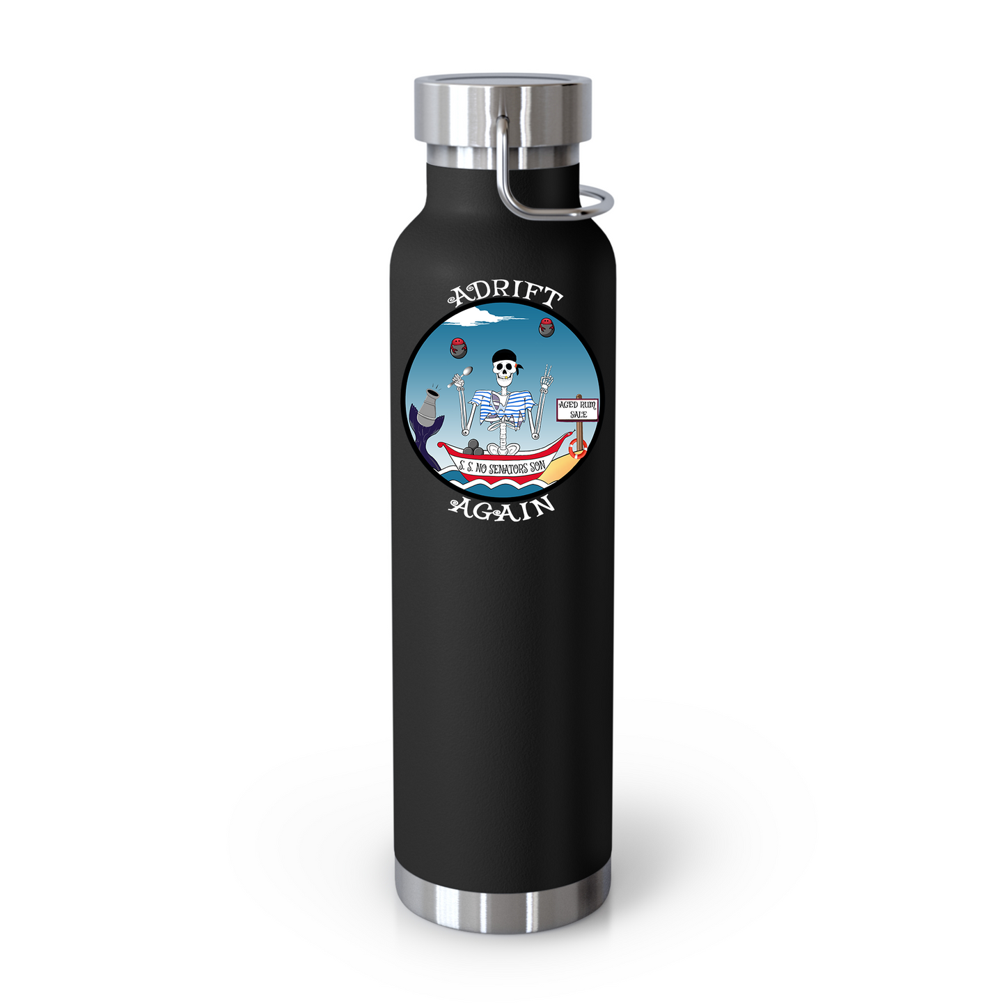 S. S. No Senators Son 22 oz Water Bottle, Dual Wall, Stainless Steel, In Light Blue, Red, Black or White