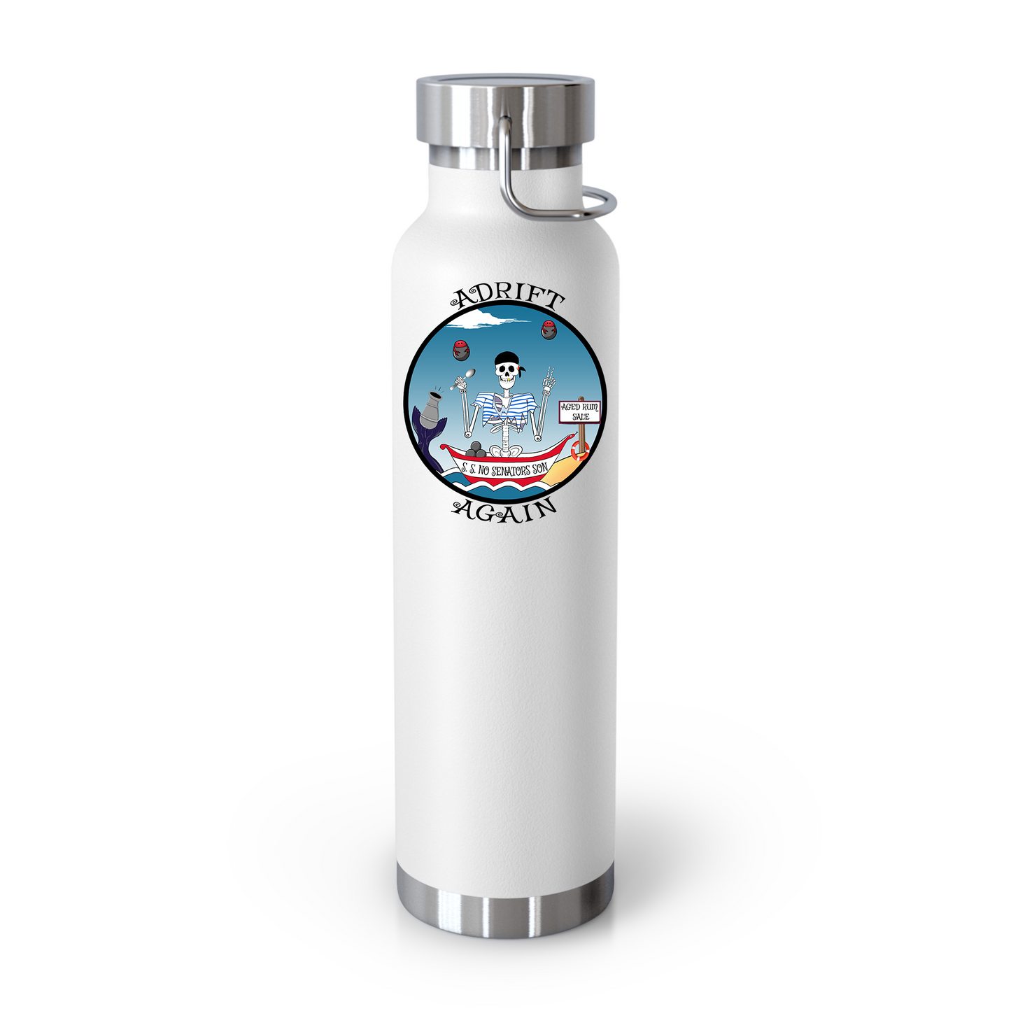 S. S. No Senators Son 22 oz Water Bottle, Dual Wall, Stainless Steel, In Light Blue, Red, Black or White