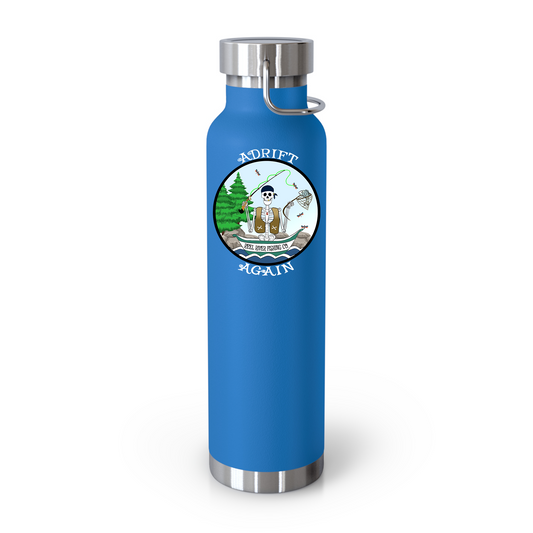 Reel River Fishing Co. 22 oz Water Bottle, Dual Wall, Stainless Steel, In Light Blue, Gray, Black or White