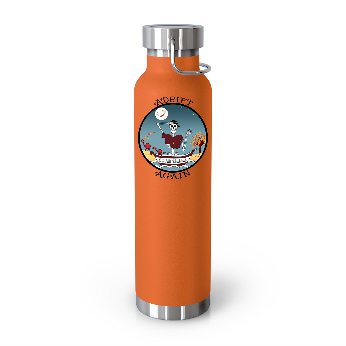 S. S. Fantabulous 22 oz Water Bottle, Dual Wall, Stainless Steel, In Stainless, Orange, Gray, Black or White