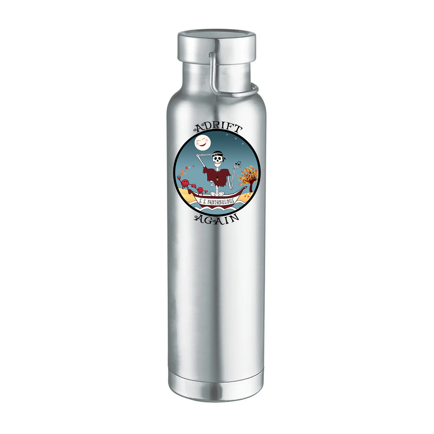 S. S. Fantabulous 22 oz Water Bottle, Dual Wall, Stainless Steel, In Stainless, Orange, Gray, Black or White