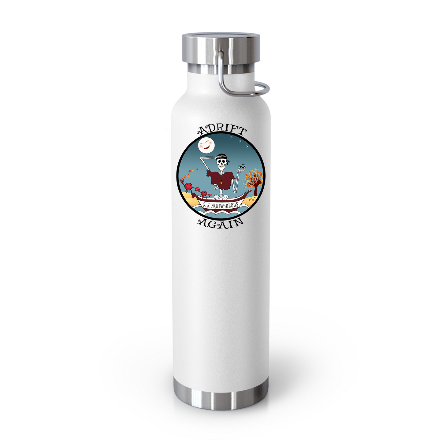 S. S. Fantabulous 22 oz Water Bottle, Dual Wall, Stainless Steel, In Stainless, Orange, Gray, Black or White