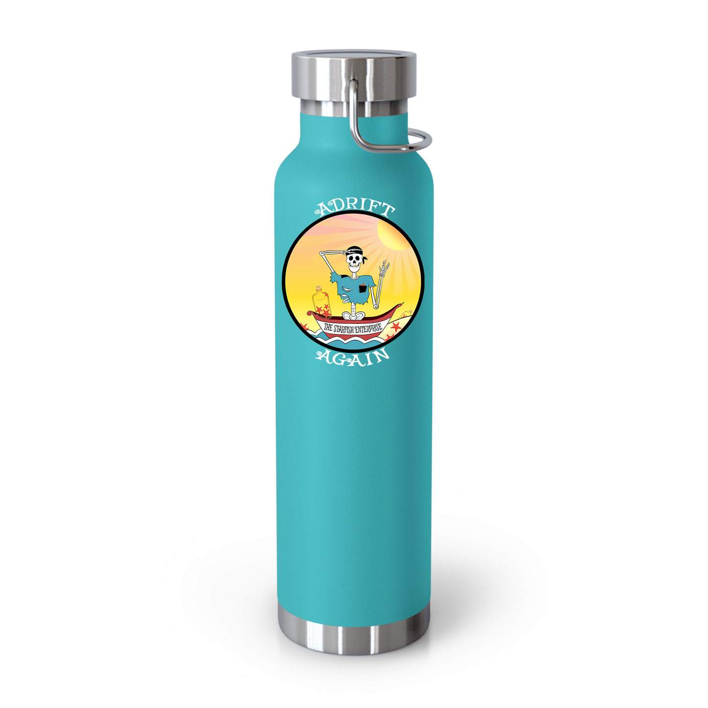 The Starfish Enterprise 22 oz Water Bottle, Dual Wall, Stainless Steel, In Mint, Red, Orange, Black or White