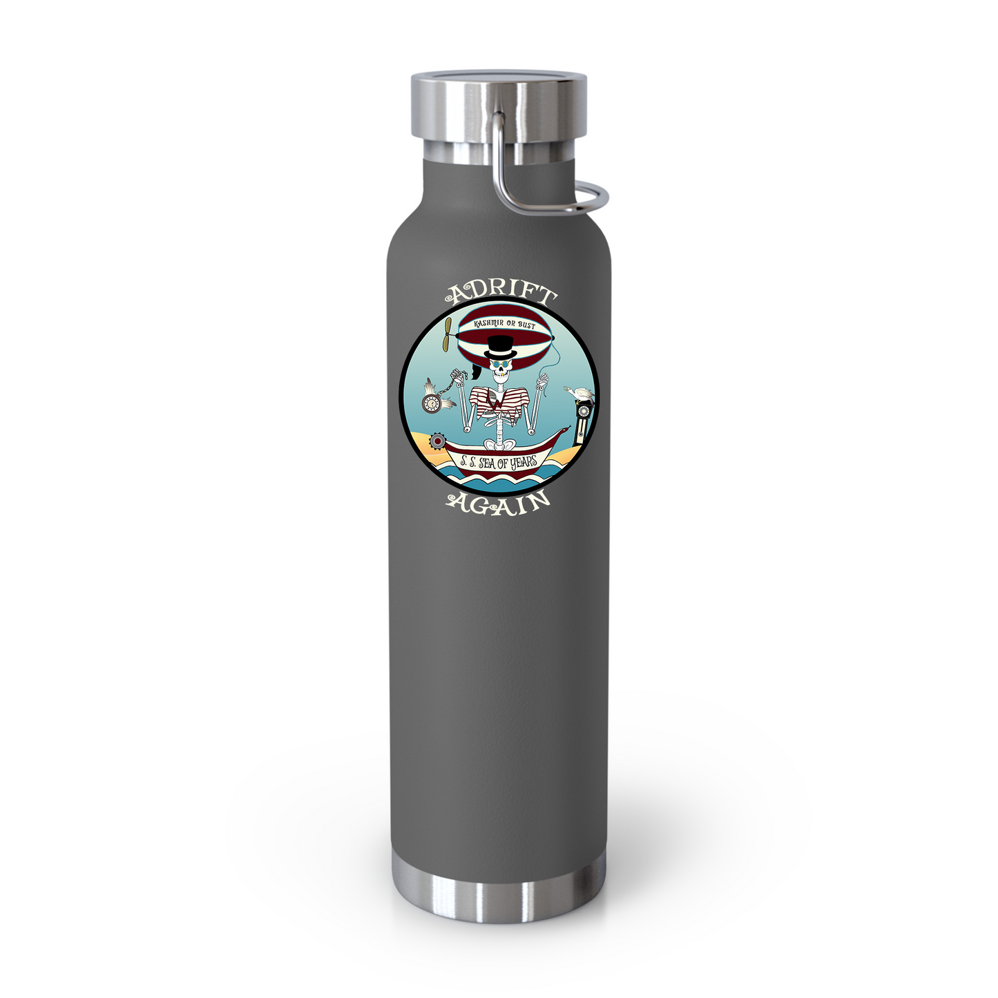 S. S. Sea Of Years 22 oz Water Bottle, Dual Wall, Stainless Steel, In Stainless, Grey or Black