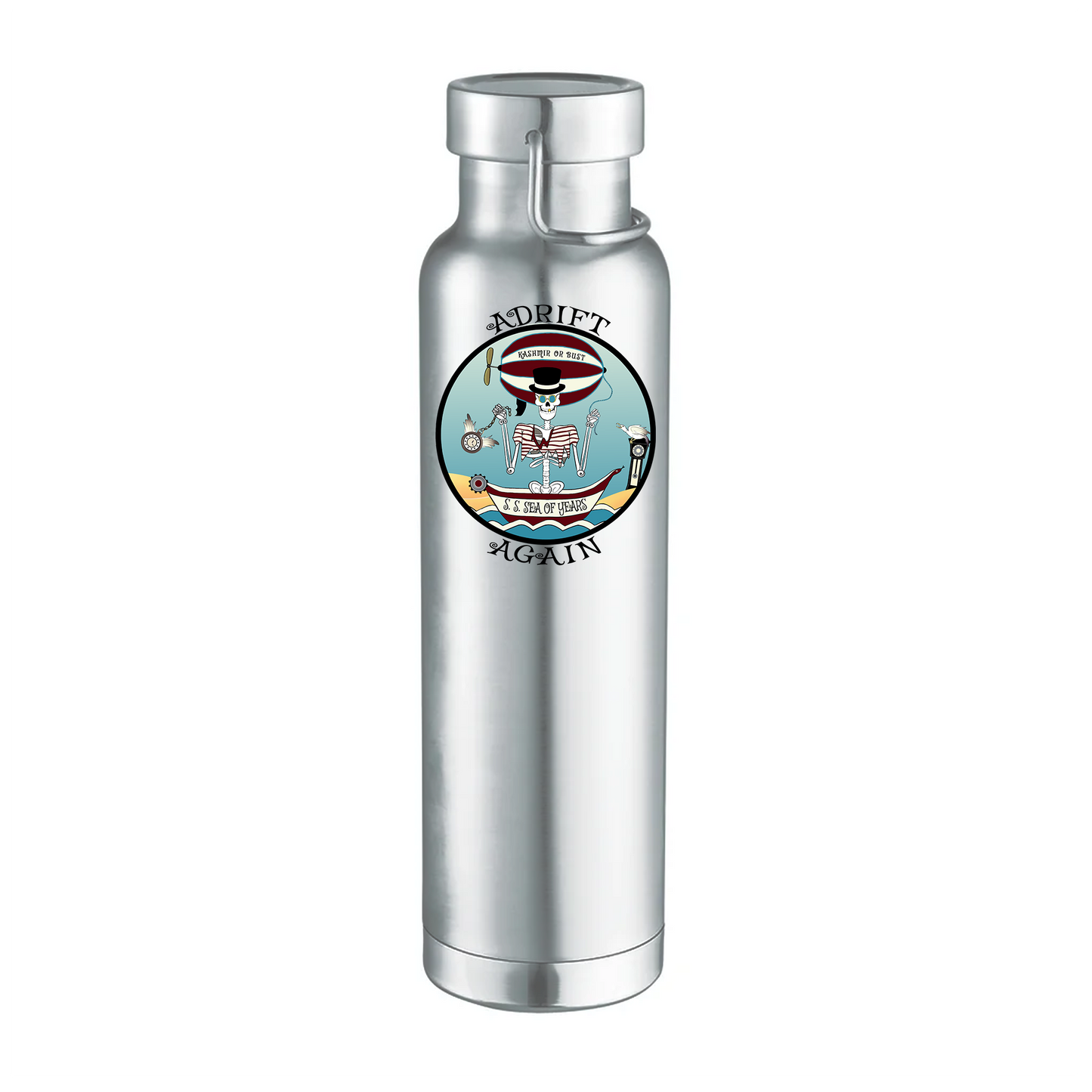 S. S. Sea Of Years 22 oz Water Bottle, Dual Wall, Stainless Steel, In Stainless, Grey or Black