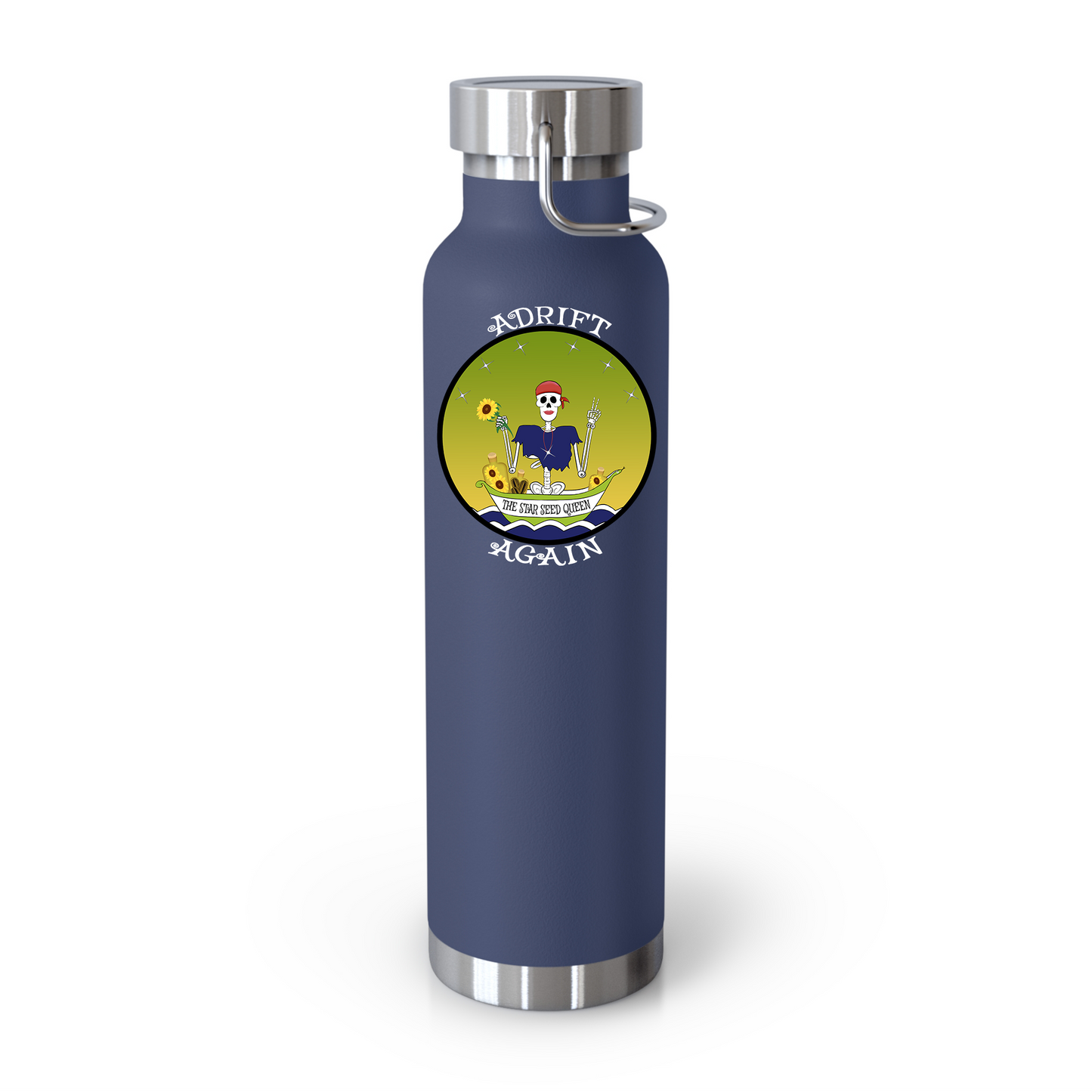 The Star Seed Queen 22 oz Water Bottle, Dual Wall, Stainless Steel, In Navy or White